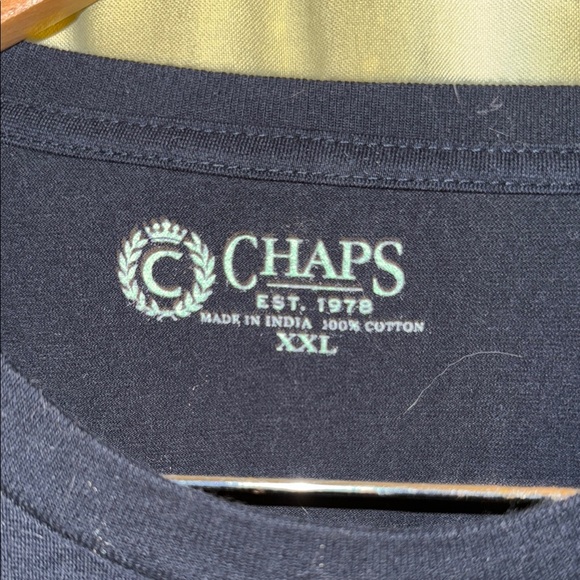 Chaps Blue Short Sleeve Tee with Emblem Design - Picture 2 of 3
